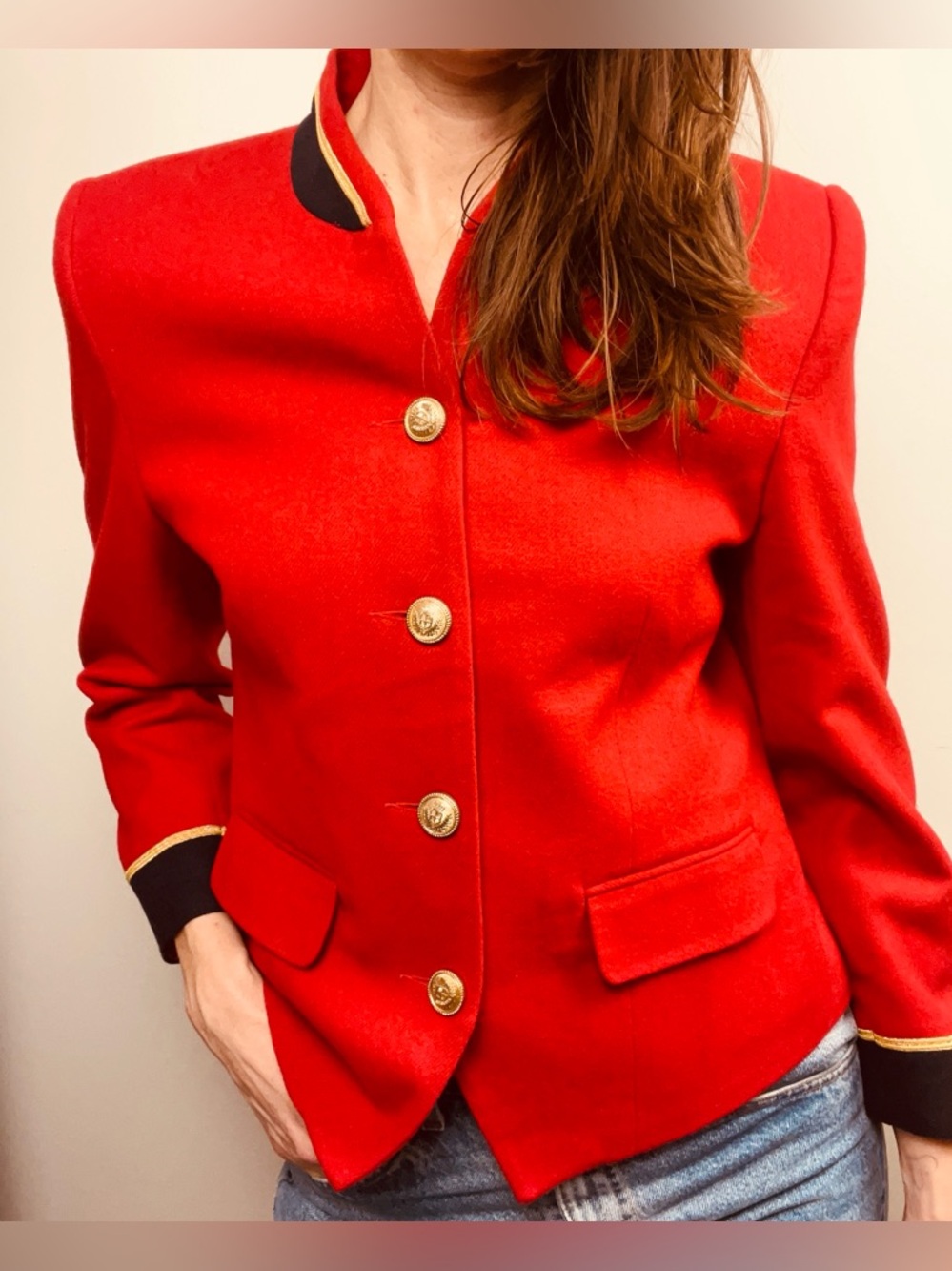 Vintage Norton McNaughton Red Petite Blazer – Military-Inspired – Size 12 - Picture 12 of 15